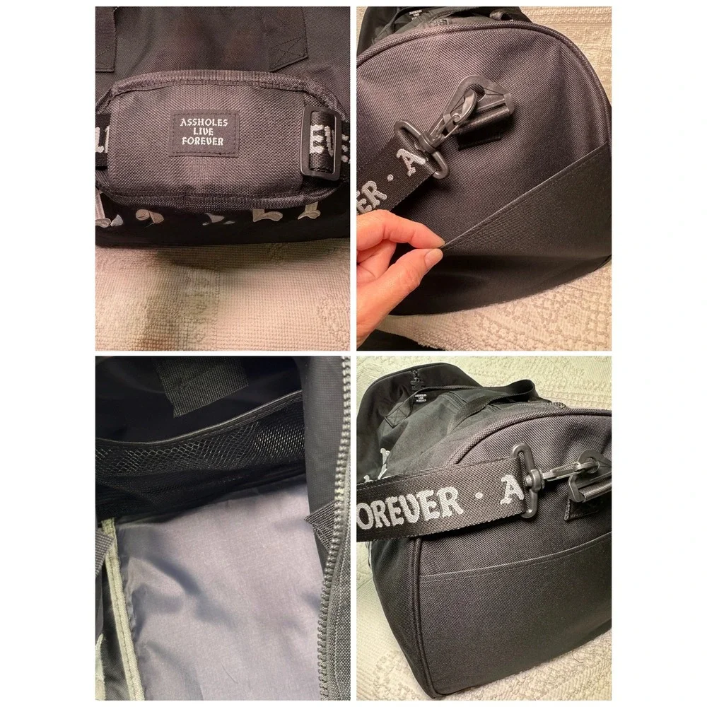 A$$holes Live Forever Dr*g Money Duffel Bag Black Lrg Streetwear Travel Gym NWOT
